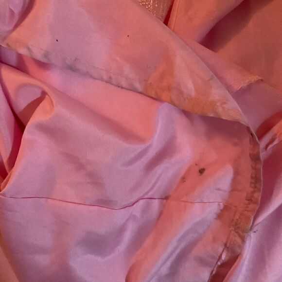 Rachel Allan Lace Back A Line Gown Dress Pink Iridescent Prom Pageant Pockets - Picture 10 of 11